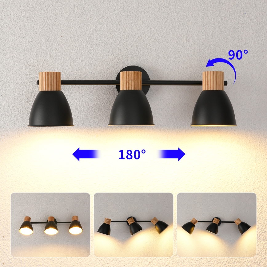 Brilagi - ODENSE spotlight 3xE14/10W/230V rubberwood/black