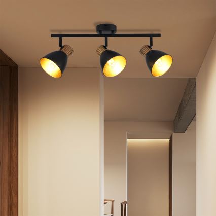 Brilagi - ODENSE spotlight 3xE14/10W/230V rubberwood/black