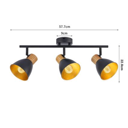 Brilagi - ODENSE spotlight 3xE14/10W/230V rubberwood/black