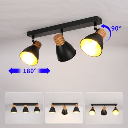 Brilagi - ODENSE Spotlight 3xE14/10W/230V rubberwood/black