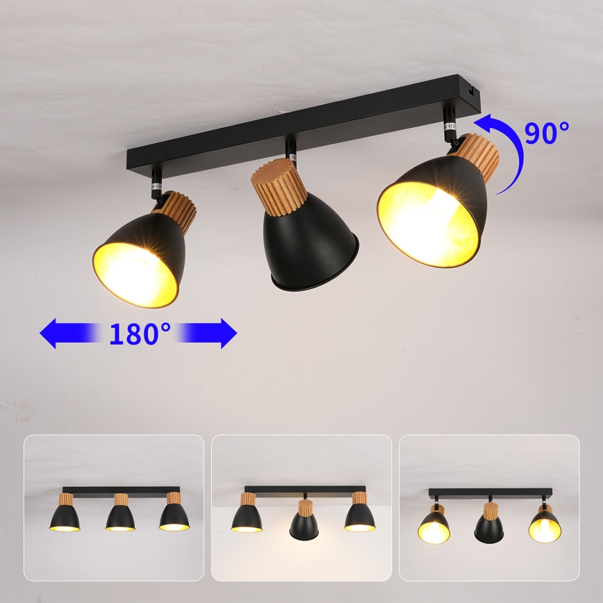 Brilagi - ODENSE Spotlight 3xE14/10W/230V rubberwood/black