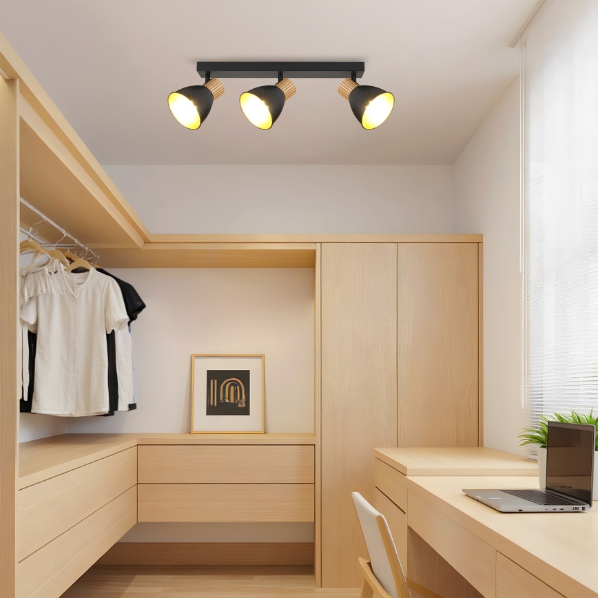 Brilagi - ODENSE Spotlight 3xE14/10W/230V rubberwood/black