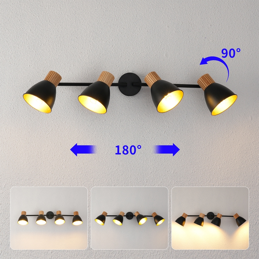 Brilagi - ODENSE Spotlight 4xE14/10W/230V Rubberwood/Black