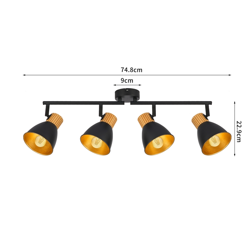 Brilagi - ODENSE Spotlight 4xE14/10W/230V Rubberwood/Black