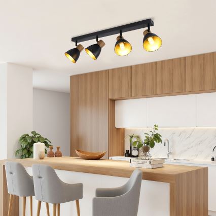 Brilagi - ODENSE Spotlight 4xE14/10W/230V Rubberwood/Black