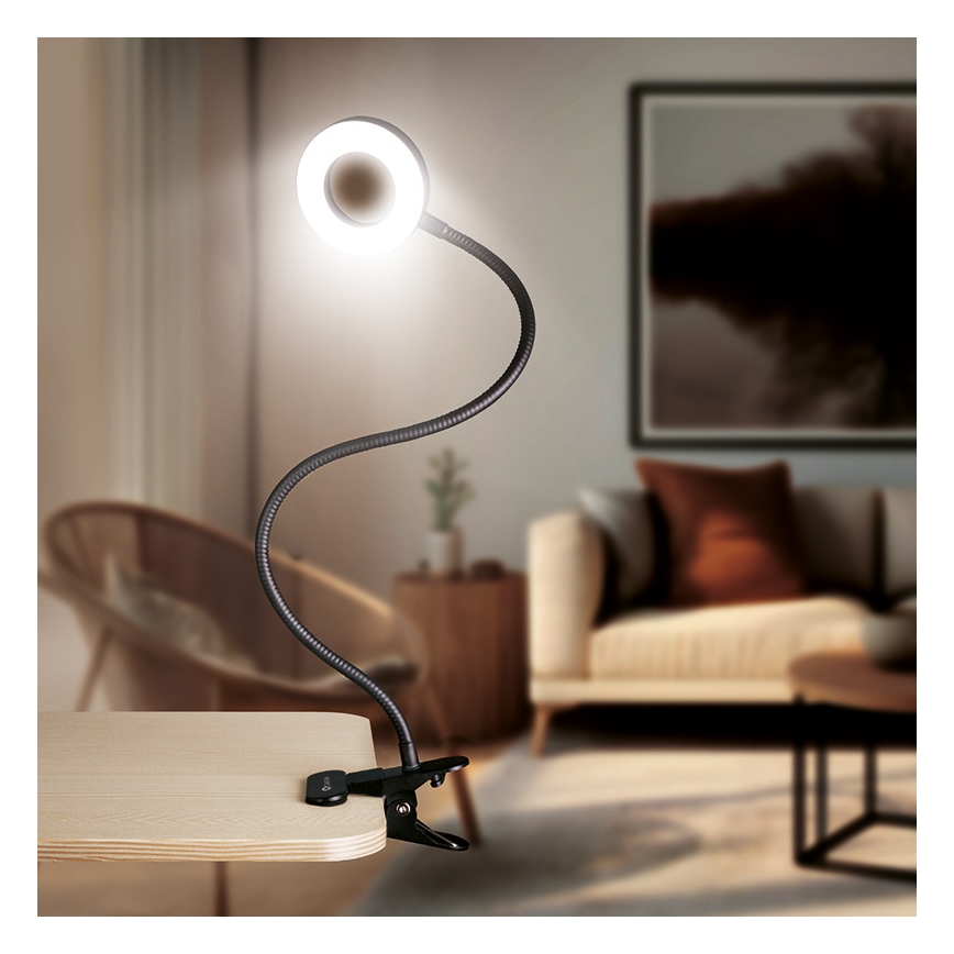 Brilagi - ORBELA Dimmable LED Clip-On Lamp LED/8W/5V 3000/4000/5000K Black