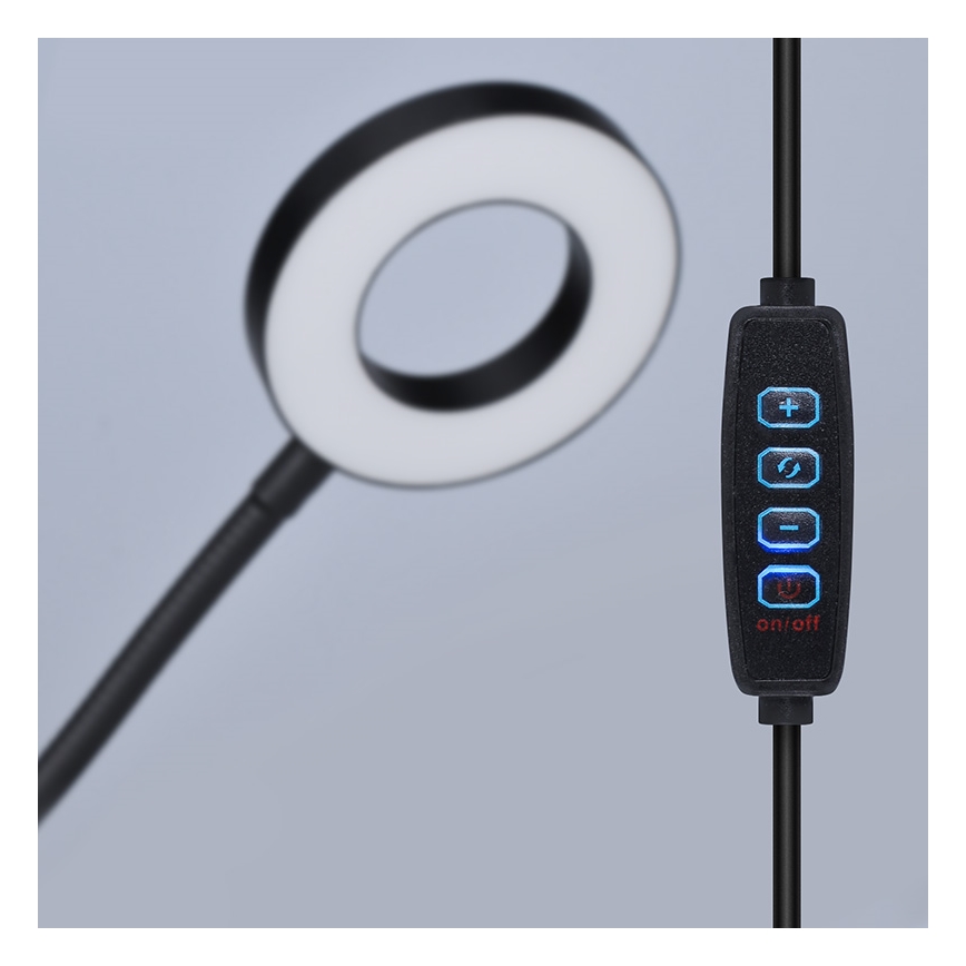 Brilagi - ORBELA Dimmable LED Clip-On Lamp LED/8W/5V 3000/4000/5000K Black