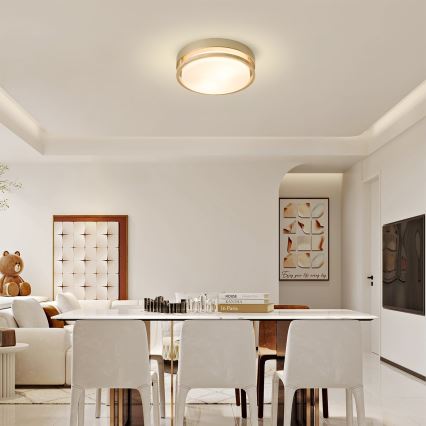 Brilagi - ORINO Ceiling Light 2xE27/40W/230V Ø 27 cm Gold/Oak