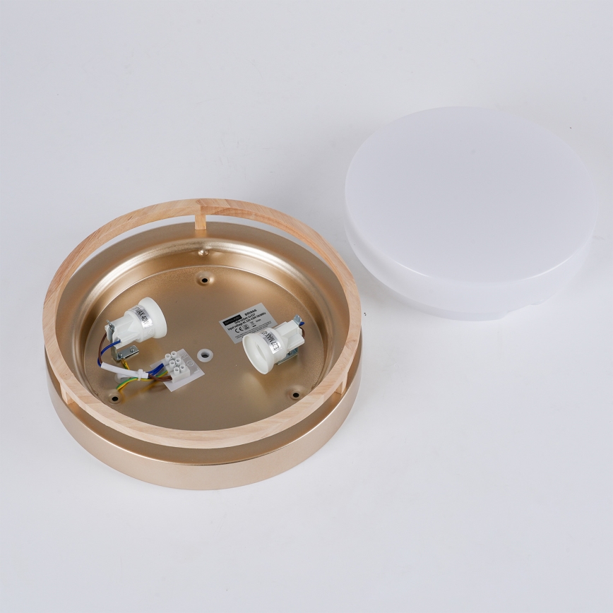 Brilagi - ORINO Ceiling Light 2xE27/40W/230V Ø 27 cm Gold/Oak