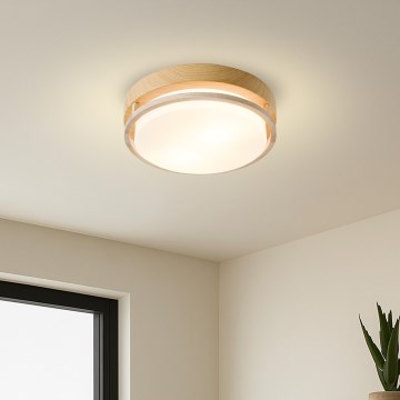 Brilagi - ORINO Ceiling Light 2xE27/40W/230V Ø 27 cm Wood Decor/Oak