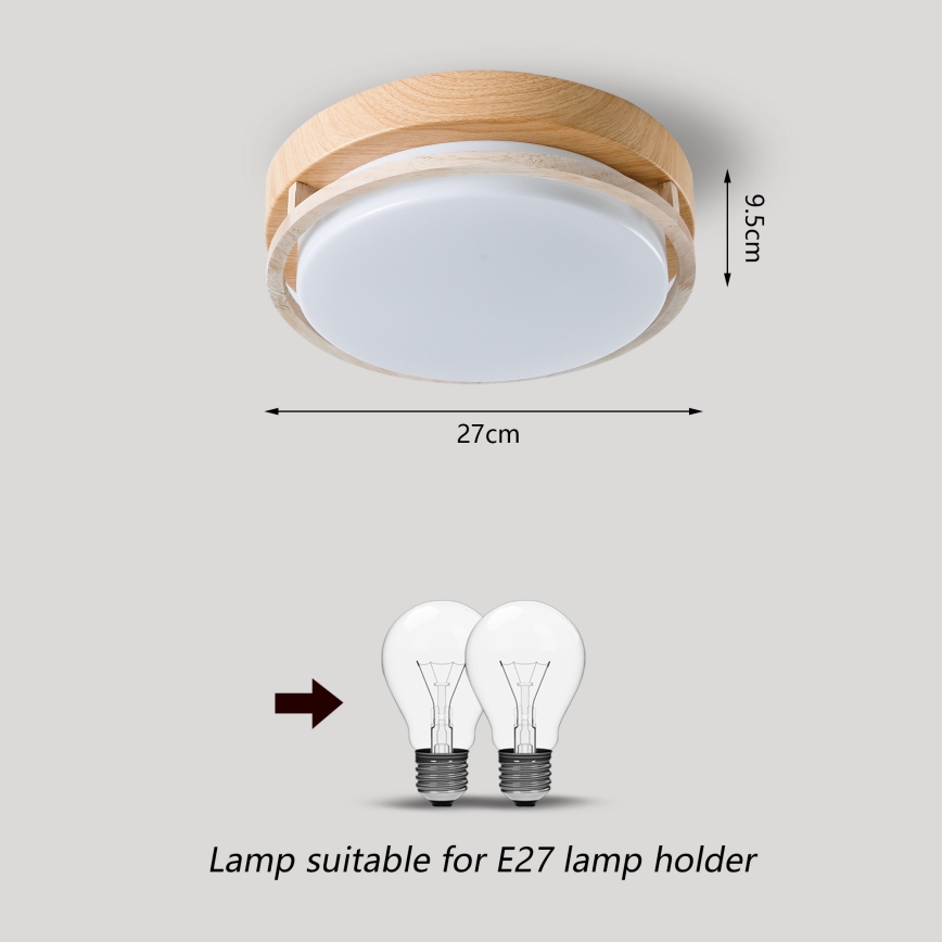 Brilagi - ORINO Ceiling Light 2xE27/40W/230V Ø 27 cm Wood Decor/Oak