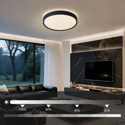 Brilagi - ORINO LED Dimmable Ceiling Light LED/54W/230V 3000-6000K Black dia. 43 cm + remote control