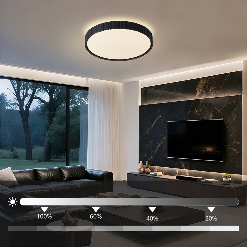 Brilagi - ORINO LED Dimmable Ceiling Light LED/54W/230V 3000-6000K Black dia. 43 cm + remote control