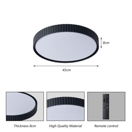 Brilagi - ORINO LED Dimmable Ceiling Light LED/54W/230V 3000-6000K Black dia. 43 cm + remote control