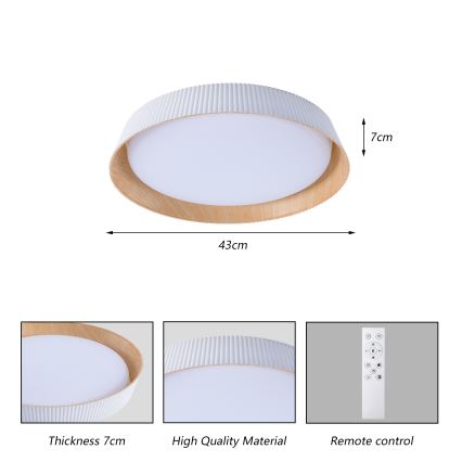 Brilagi - Dimmable LED Ceiling Light ORINO LED/54W/230V 3000-6000K White Ø 43 cm + Remote Control