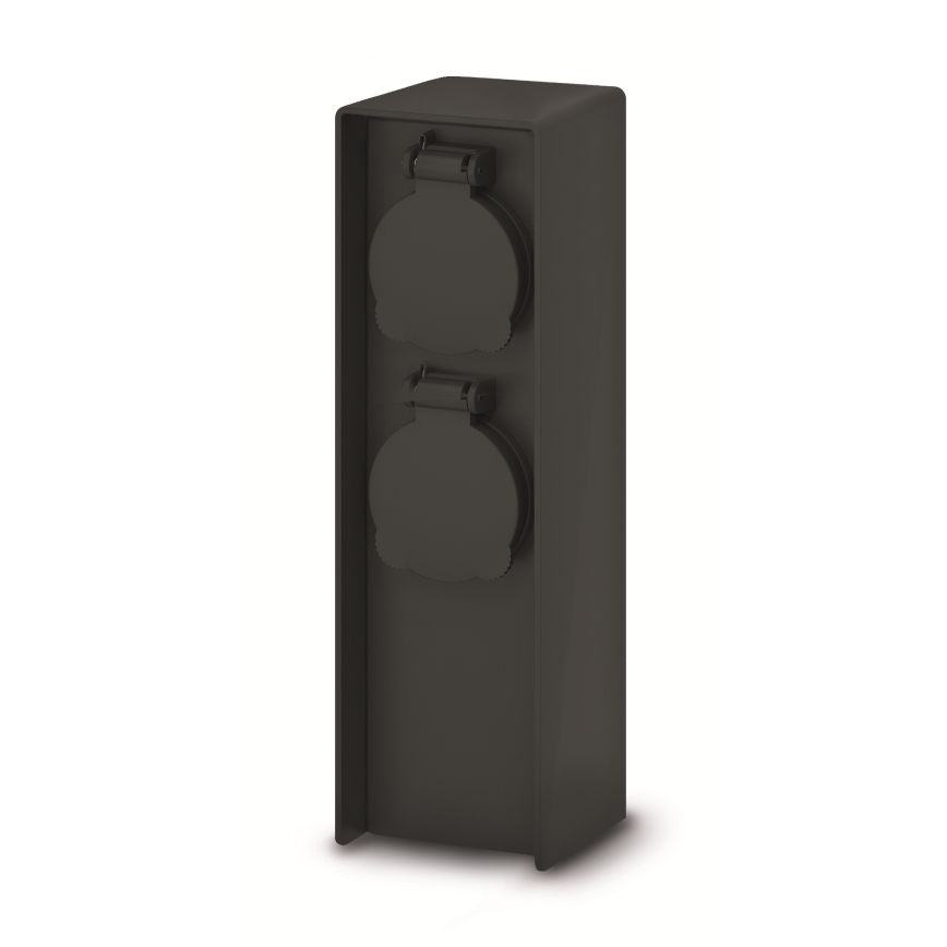 Brilagi - Outdoor 2-socket outlet post 230V IP44 Schuko black