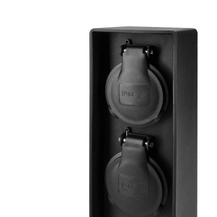 Brilagi - Outdoor 2-socket outlet post 230V IP44 Schuko black