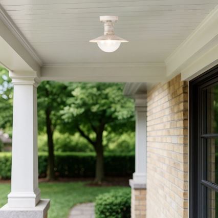 Brilagi - Outdoor ceiling light MOLDE 1xE27/60W IP44 white/patina