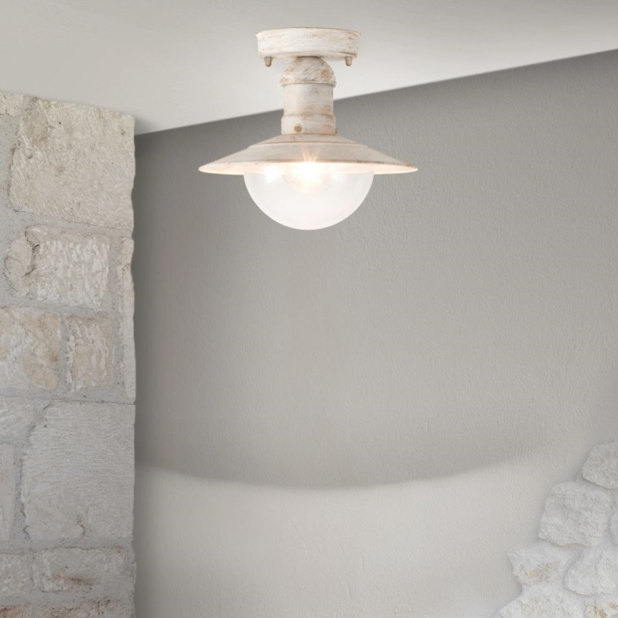 Brilagi - Outdoor ceiling light MOLDE 1xE27/60W IP44 white/patina