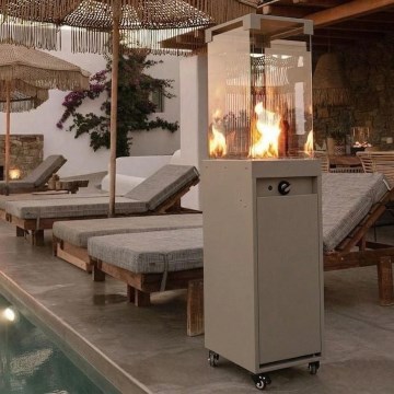 Brilagi - Outdoor Gas Fireplace FLARO GAS 142x36 cm 8 kW 1x AAA grey + protective cover
