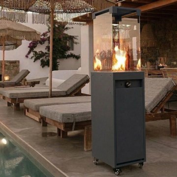 Brilagi - Outdoor gas fireplace FLARO GAS 142x36 cm 8kW 1xAAA anthracite + protective cover