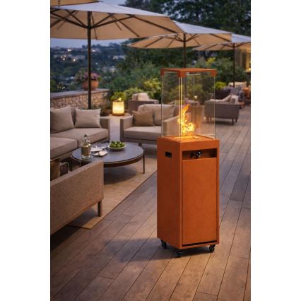 BRILAGI - Outdoor gas fireplace FLARO GAS 142x36 cm 8kW 1xAAA rust/brown + protective cover