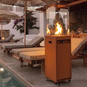 BRILAGI - Outdoor gas fireplace FLARO GAS 142x36 cm 8kW 1xAAA rust/brown + protective cover