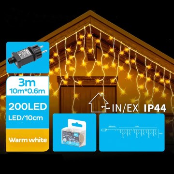 Brilagi - Outdoor LED String Lights, 200 LEDs, 8 modes, 13 x 0.6 m, IP44, Warm White