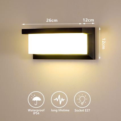 Brilagi - Outdoor wall light BRICKY 1xE27/60W/230V black IP54