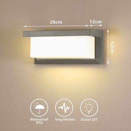 Brilagi - Outdoor wall light BRICKY 1xE27/60W/230V grey IP54