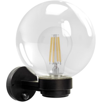 Brilagi - Outdoor wall-mounted light with motion sensor HARBOR 1xE27/40W/230V IP33 black/clear