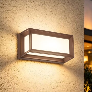 Brilagi - PARKER LED/12W/230V Outdoor Wall Light with Sensor, Brown, IP44