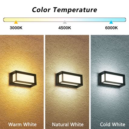 Brilagi - PARKER LED Outdoor Wall Light 12W/230V 3000/4500/6000K Black IP44