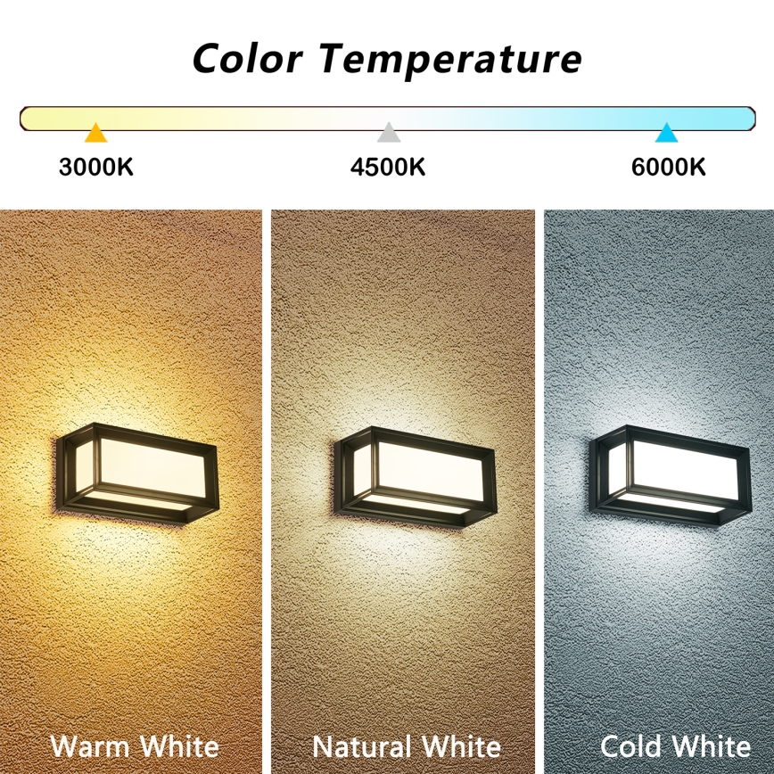 Brilagi - PARKER LED Outdoor Wall Light 12W/230V 3000/4500/6000K Black IP44