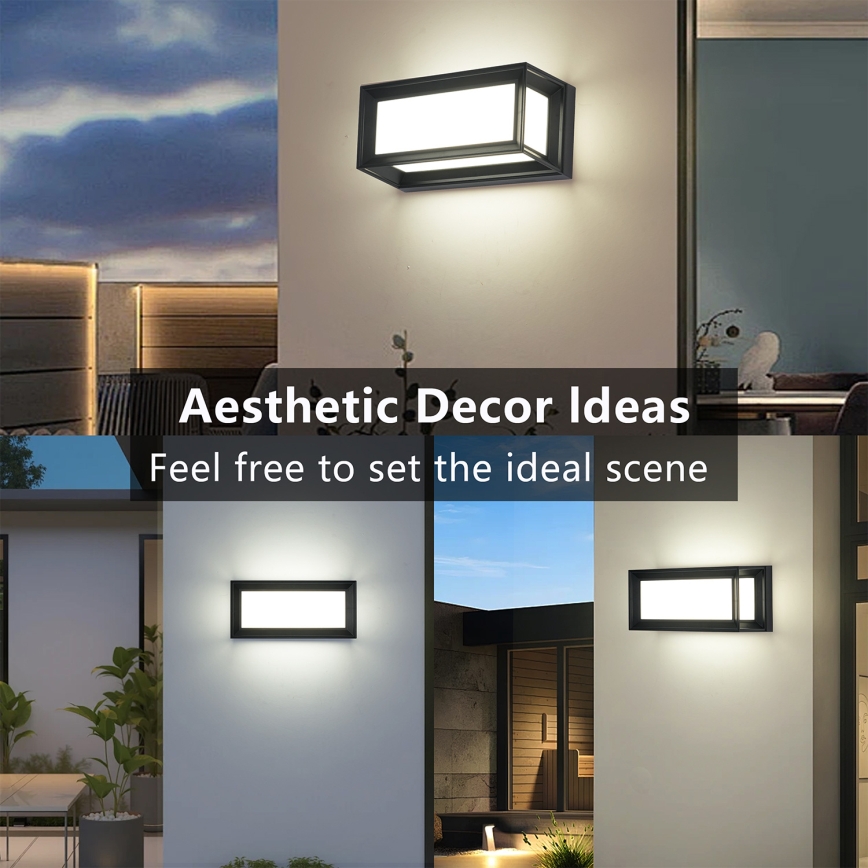 Brilagi - PARKER LED Outdoor Wall Light 12W/230V 3000/4500/6000K Black IP44