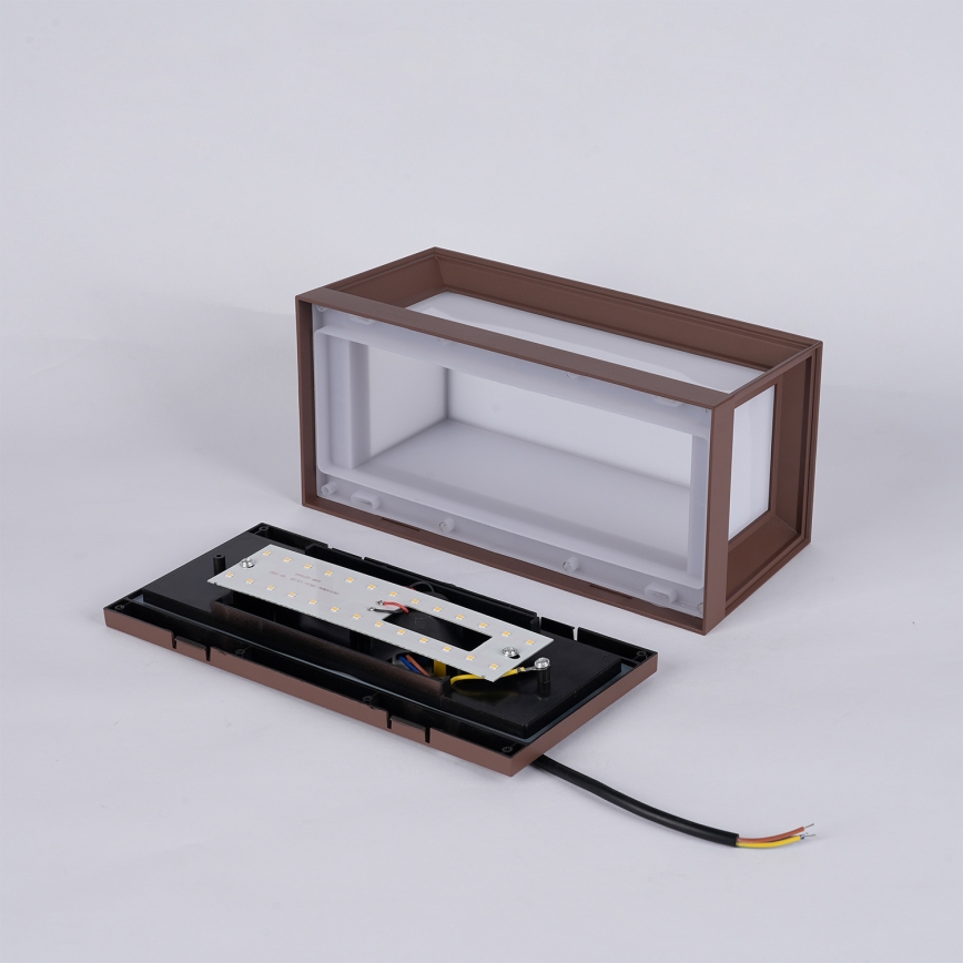 Brilagi - PARKER LED Outdoor Wall Light 12W/230V, 3000/4500/6000K, Brown, IP44