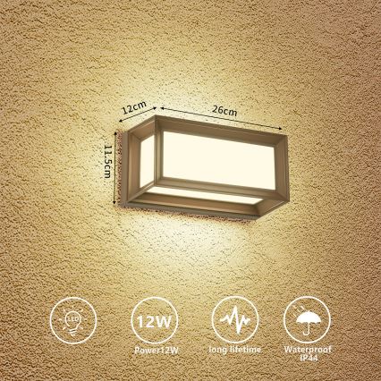Brilagi - PARKER LED Outdoor Wall Light 12W/230V, 3000/4500/6000K, Brown, IP44