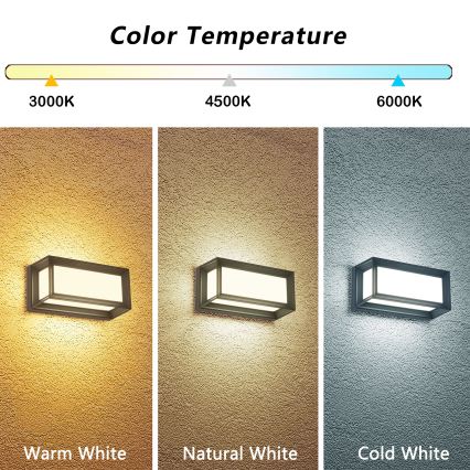 Brilagi - PARKER LED Outdoor Wall Light 12W/230V 3000/4500/6000K anthracite IP44