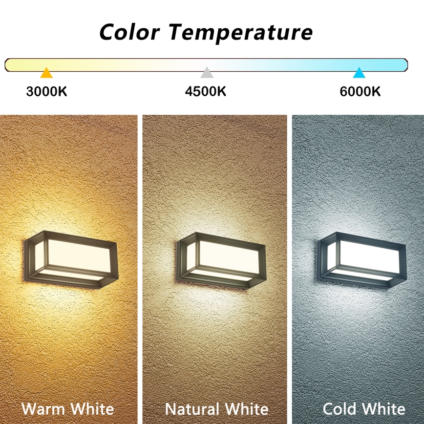 Brilagi - PARKER LED Outdoor Wall Light 12W/230V 3000/4500/6000K anthracite IP44
