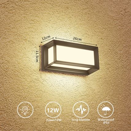 Brilagi - PARKER LED Outdoor Wall Light 12W/230V 3000/4500/6000K anthracite IP44