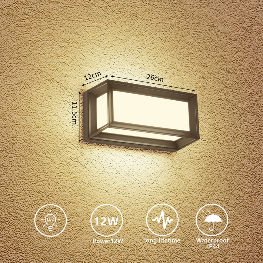 Brilagi - PARKER LED Outdoor Wall Light 12W/230V 3000/4500/6000K anthracite IP44