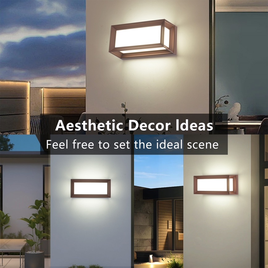 Brilagi - PARKER LED/12W/230V Outdoor Wall Light with Sensor, Brown, IP44