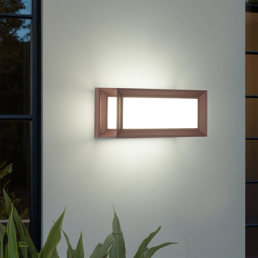 Brilagi - PARKER LED/12W/230V Outdoor Wall Light with Sensor, Brown, IP44