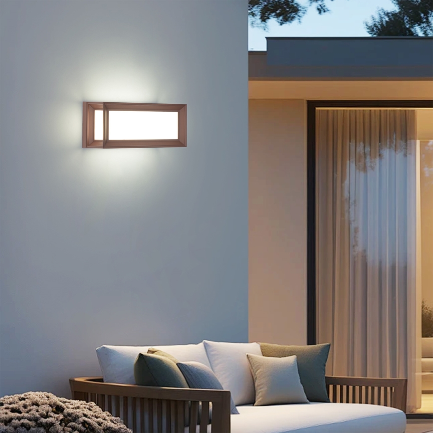 Brilagi - PARKER LED/12W/230V Outdoor Wall Light with Sensor, Brown, IP44