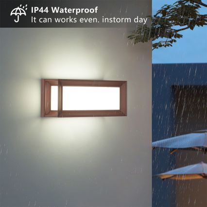 Brilagi - PARKER LED/12W/230V Outdoor Wall Light with Sensor, Brown, IP44