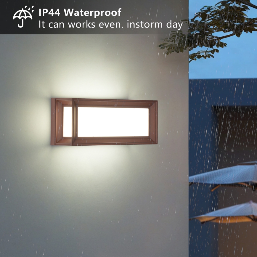 Brilagi - PARKER LED/12W/230V Outdoor Wall Light with Sensor, Brown, IP44