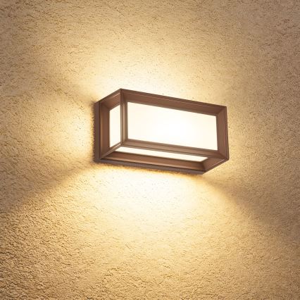 Brilagi - PARKER LED/12W/230V Outdoor Wall Light with Sensor, Brown, IP44