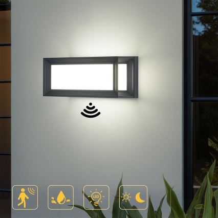 Brilagi - LED Outdoor Wall Light with Sensor PARKER LED/12W/230V Anthracite IP44