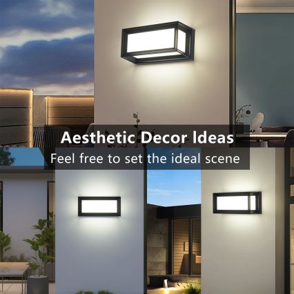 Brilagi - LED Outdoor Wall Light with Sensor PARKER LED/12W/230V black IP44