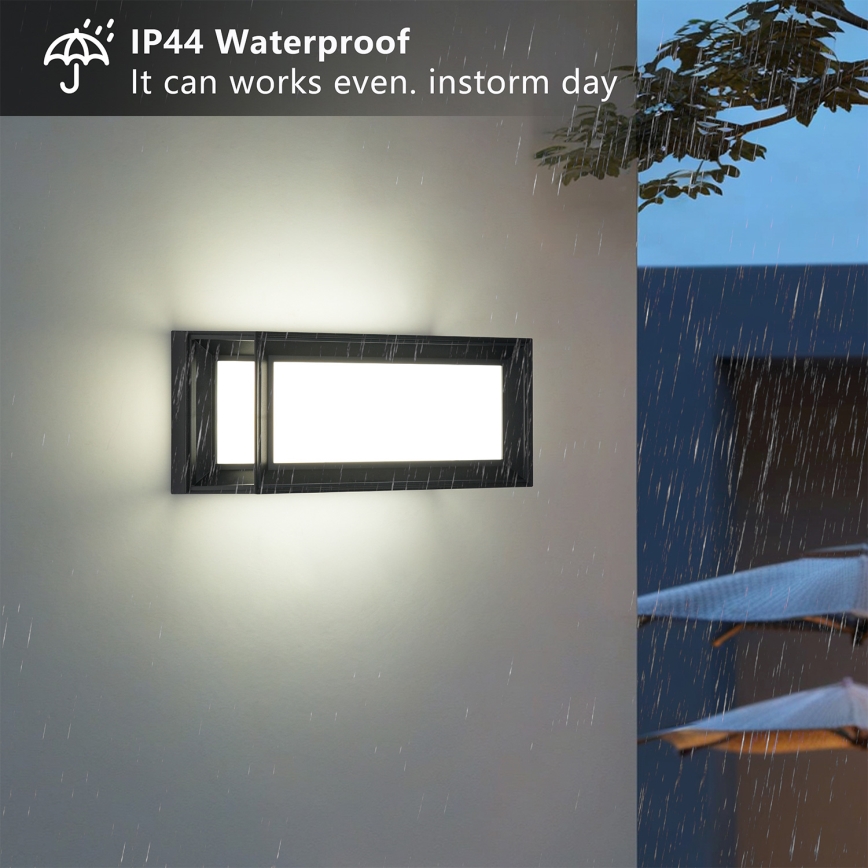 Brilagi - LED Outdoor Wall Light with Sensor PARKER LED/12W/230V black IP44
